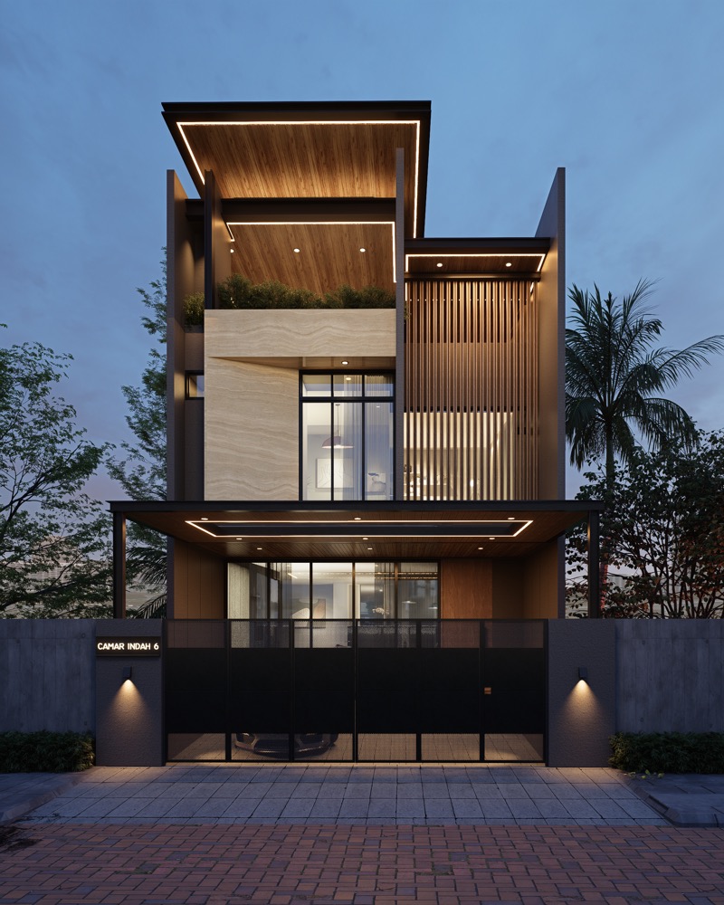 Fasad rumah modern Camar Indah 6, PIK oleh Voyer Design