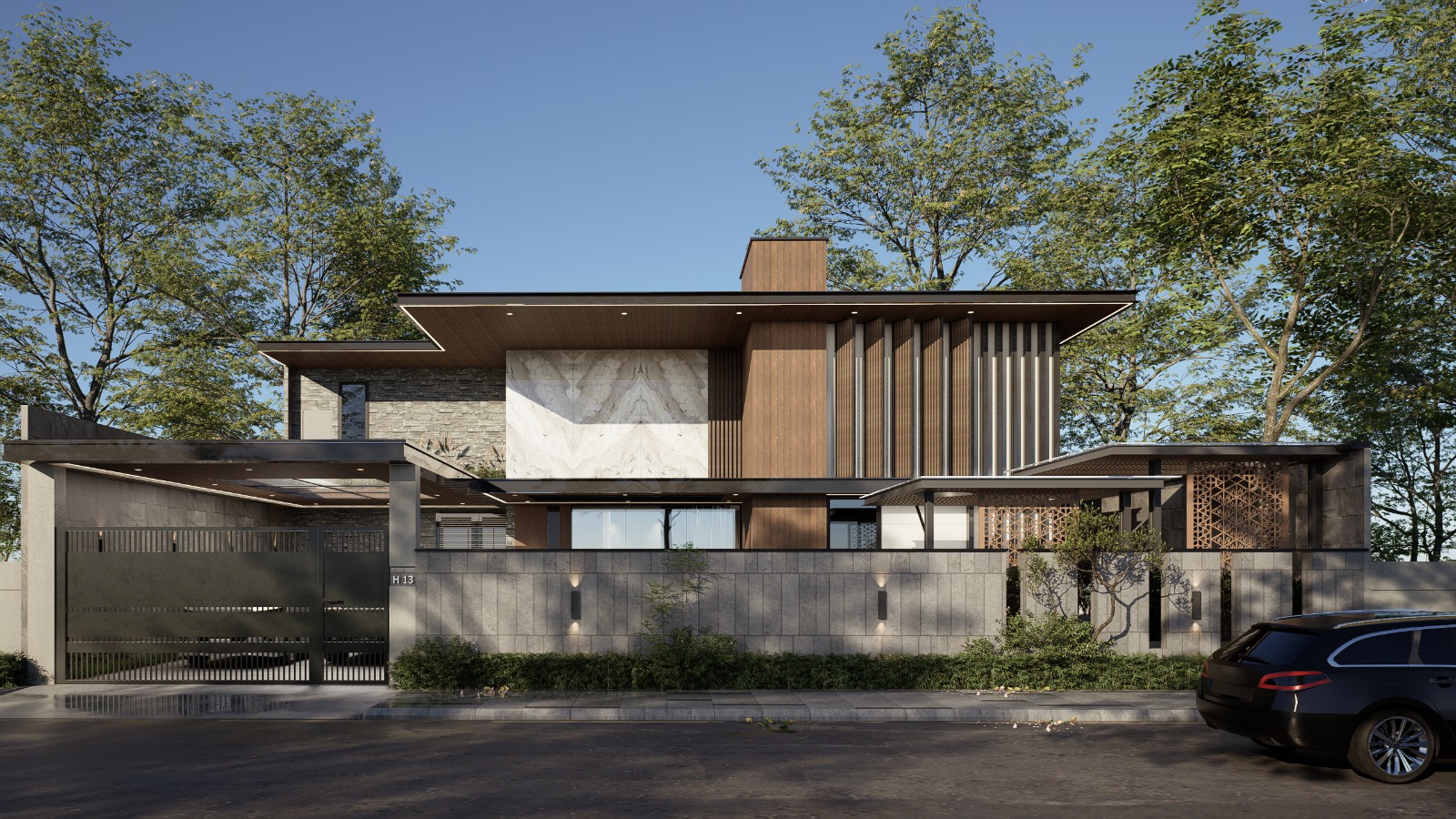 Fasad rumah modern Cibubur oleh Voyer Design