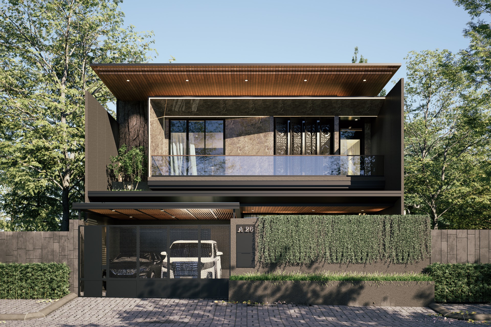 Fasad rumah mewah Pantai Mutiara oleh Voyer Design
